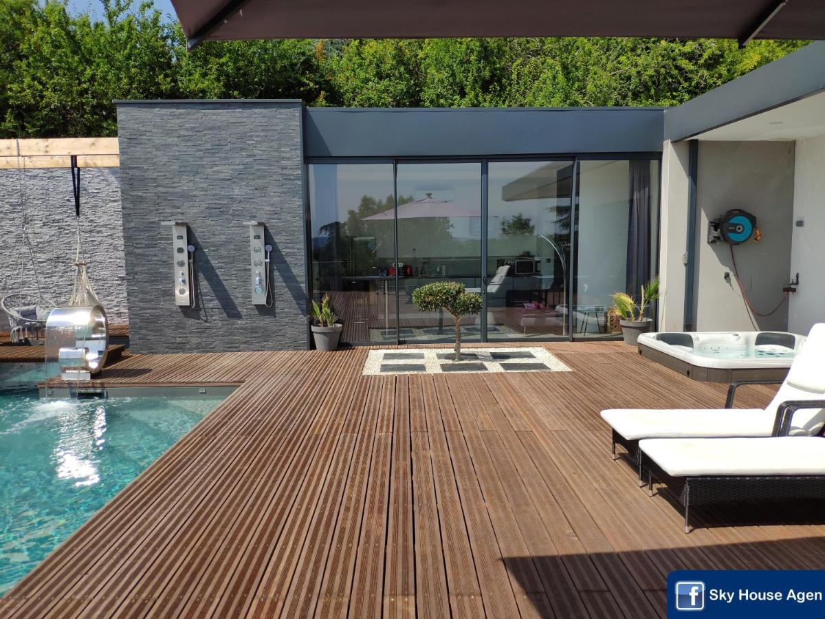 Piscine Chauffee Et Spa Jacuzzi Privatif Terrasse Sans Vis A Vis ,,,Sky House Agen,,, Eksteriør bilde