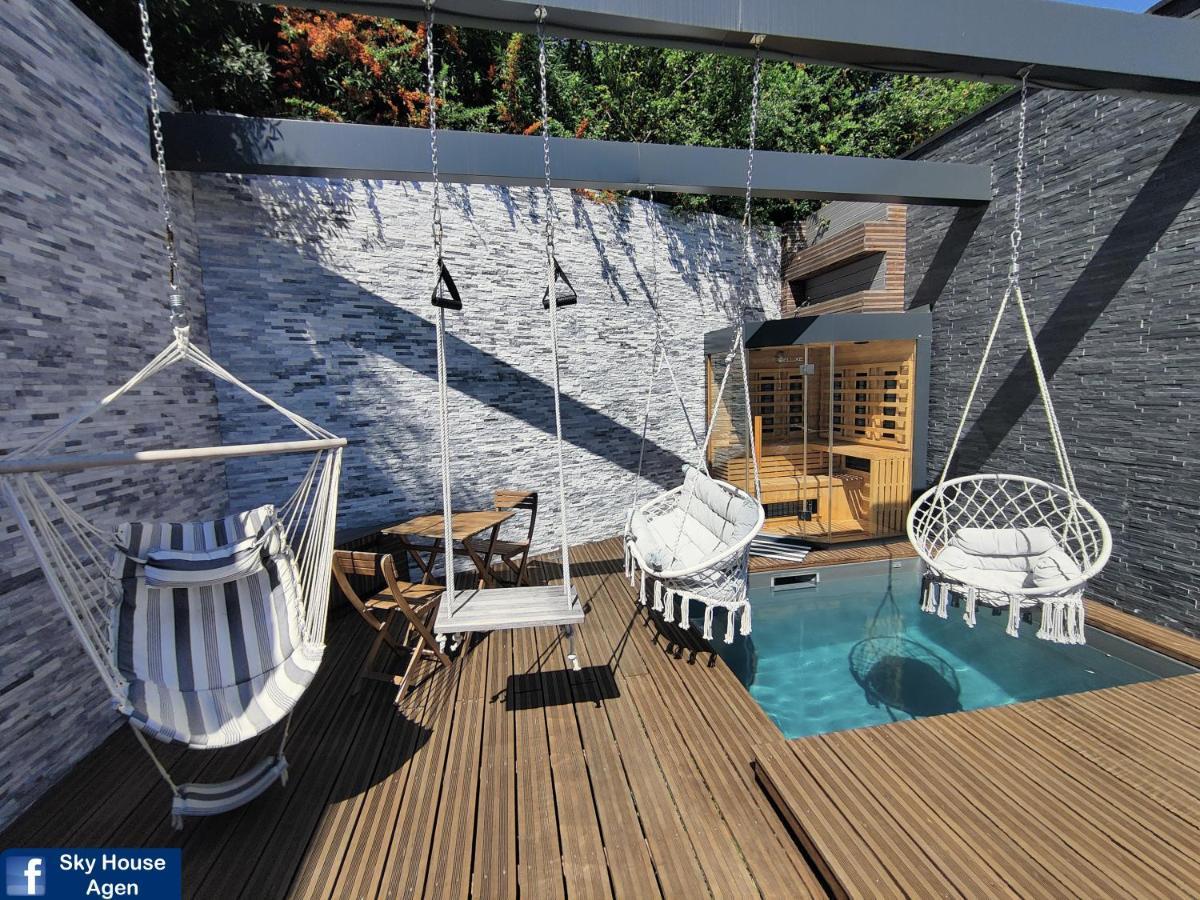 Piscine Chauffee Et Spa Jacuzzi Privatif Terrasse Sans Vis A Vis ,,,Sky House Agen,,, Eksteriør bilde